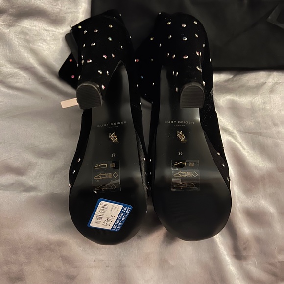Kurt Geiger London Spear Stud Black Platform Booties Jewel-Tone Studs Size 39 - Picture 4 of 8